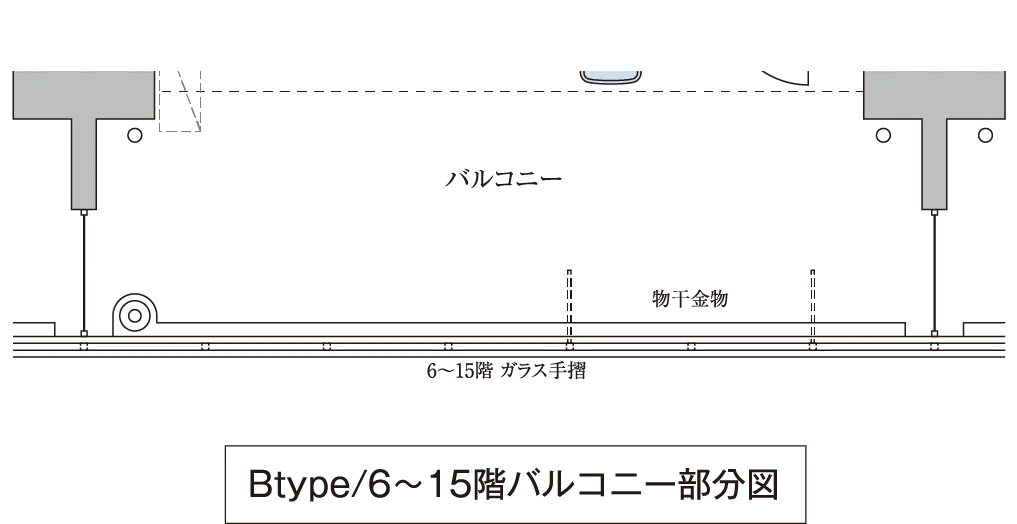 Atype/6〜15階バルコニー部分図
