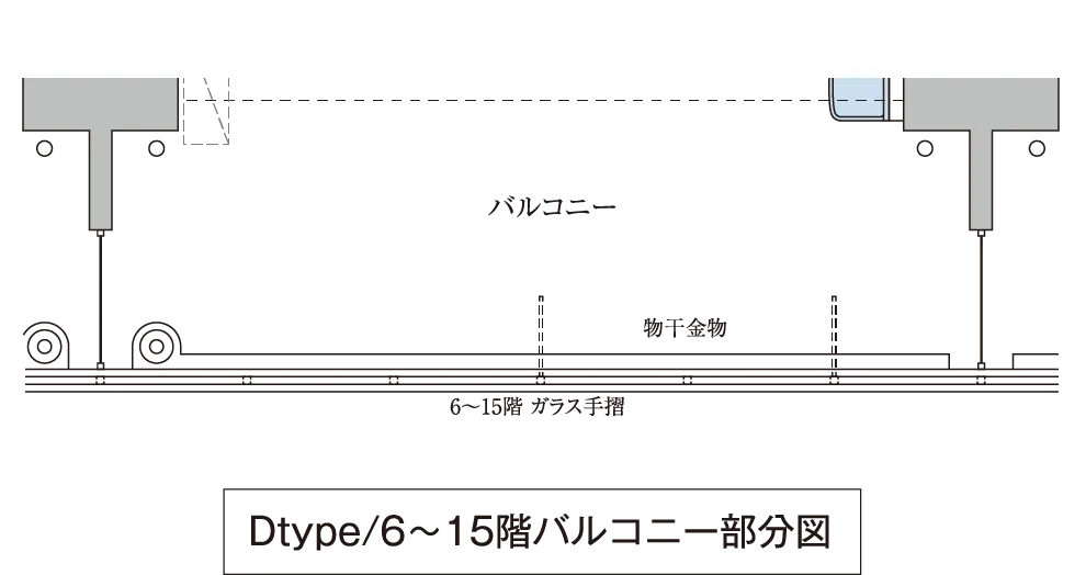 Dtype/6〜15階バルコニー部分図