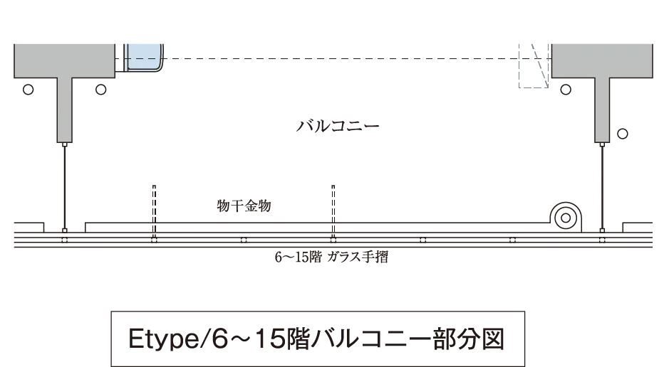 Etype/6〜15階バルコニー部分図