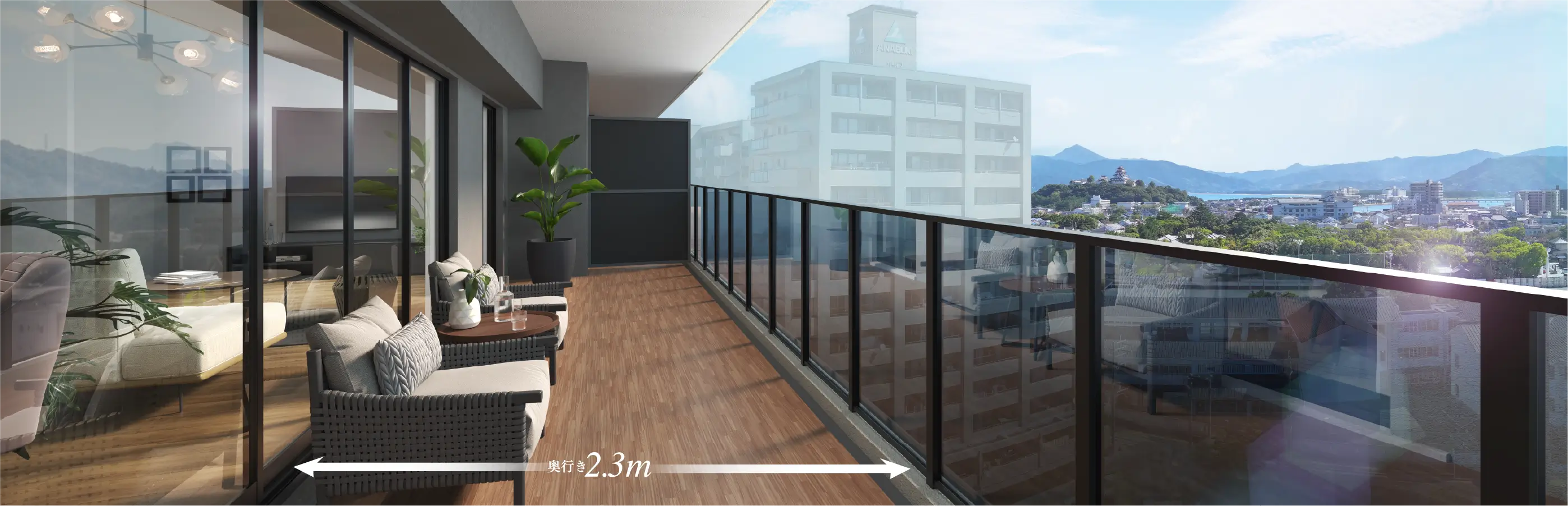 部屋のバルコニー