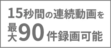 15秒間の連続動画を最大90件録画可能