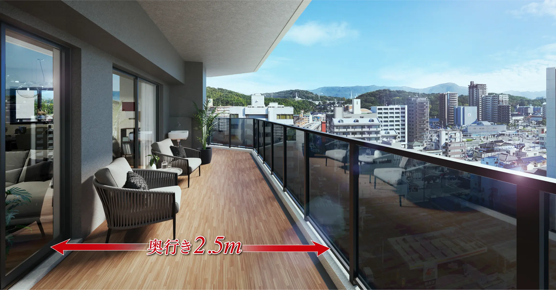 JR諫早駅とアメイズ諫早駅前プレミアムの遠景写真